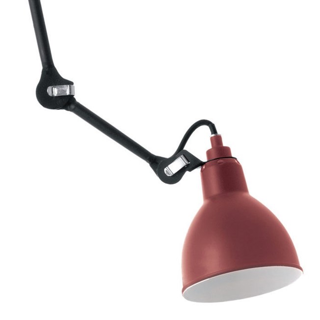 Plafondlamp/spot Matzwart gelakt met een rode kap