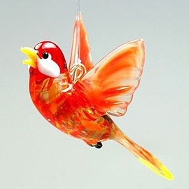 Glassculptuur Vliegend Rood Vogeltje
