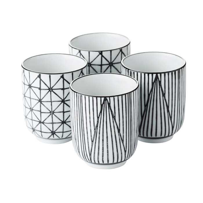 Set van 4 Mokken Geo & Stripes