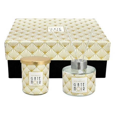 Gift set Bougie parfumée et bâtons parfumés | Rose Geranium
