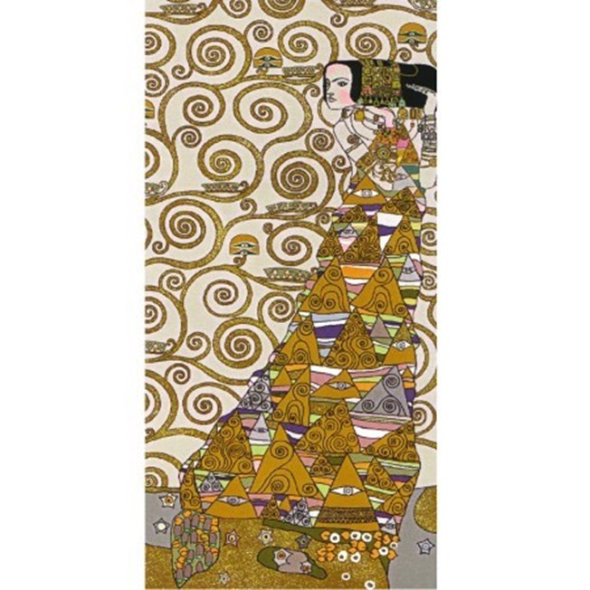 Naar links kijkende dame Wandkleed/Gobelin Klimt De Verwachting Licht