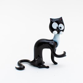 Glazen sculptuur zwarte Kat