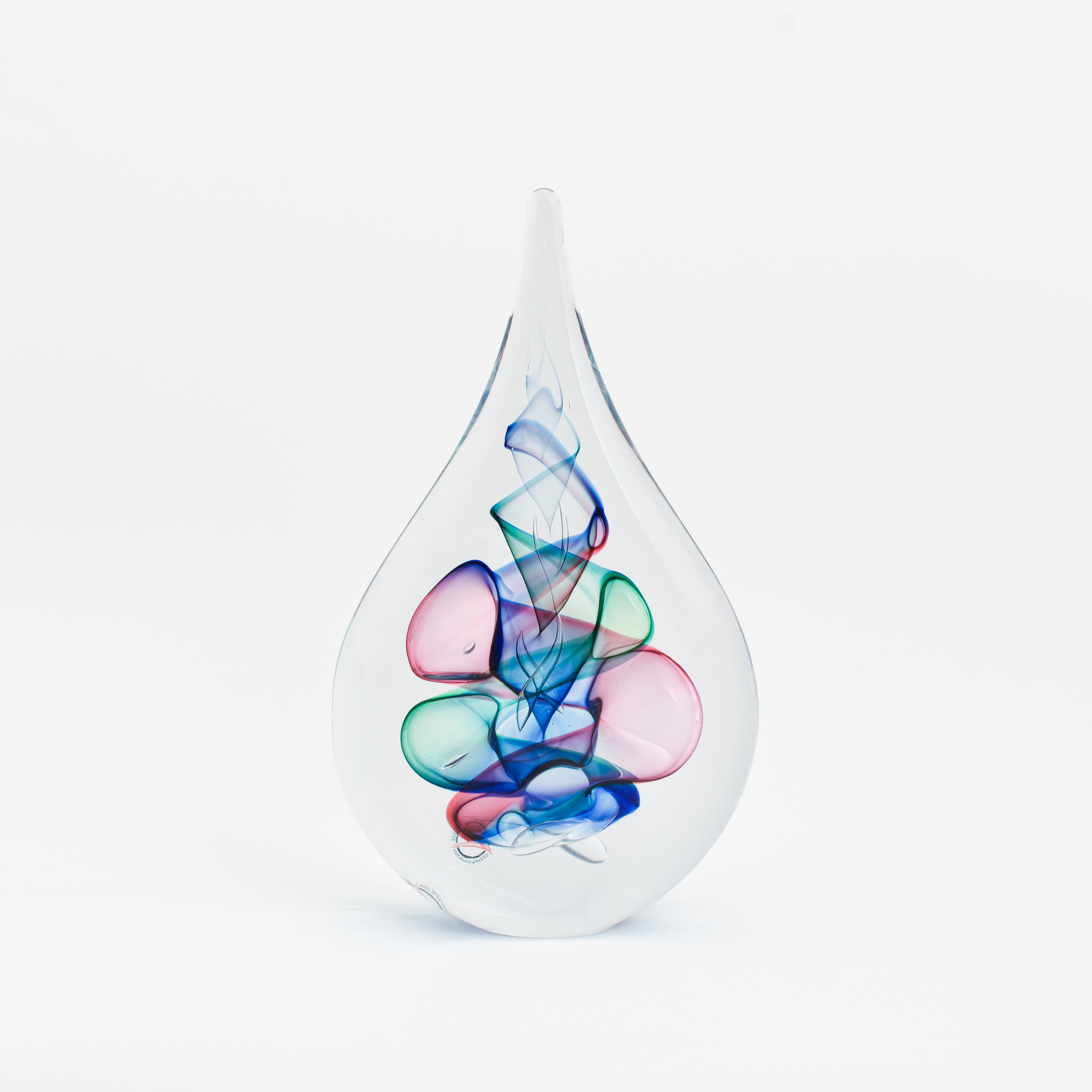 Glassculptuur Druppel Rood Groen Blauw