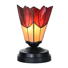 Tiffany lage tafellamp zwart met Fleur de Vanneau 