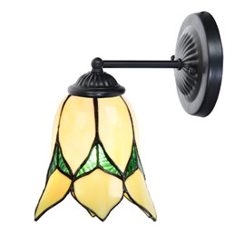 Tiffany wandlamp zwart met Lovely Flower Yellow