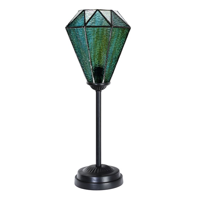 Tiffany slanke tafellamp zwart met Arata Green