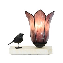 Tiffany tafellamp / sculptuur Ballade van een Vogel Gentian Purple