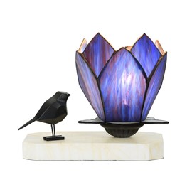 Tiffany tafellamp / sculptuur Ballade van een Vogel Blue Lotus