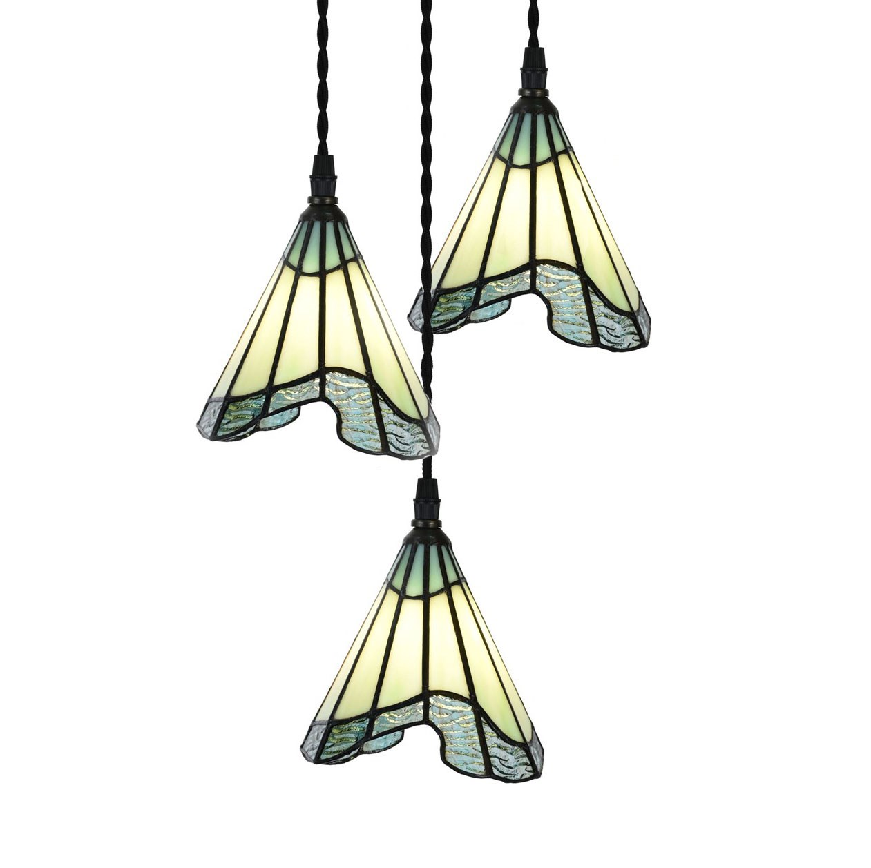 3 lichts kroonluchter met Bohemian glaskapjes