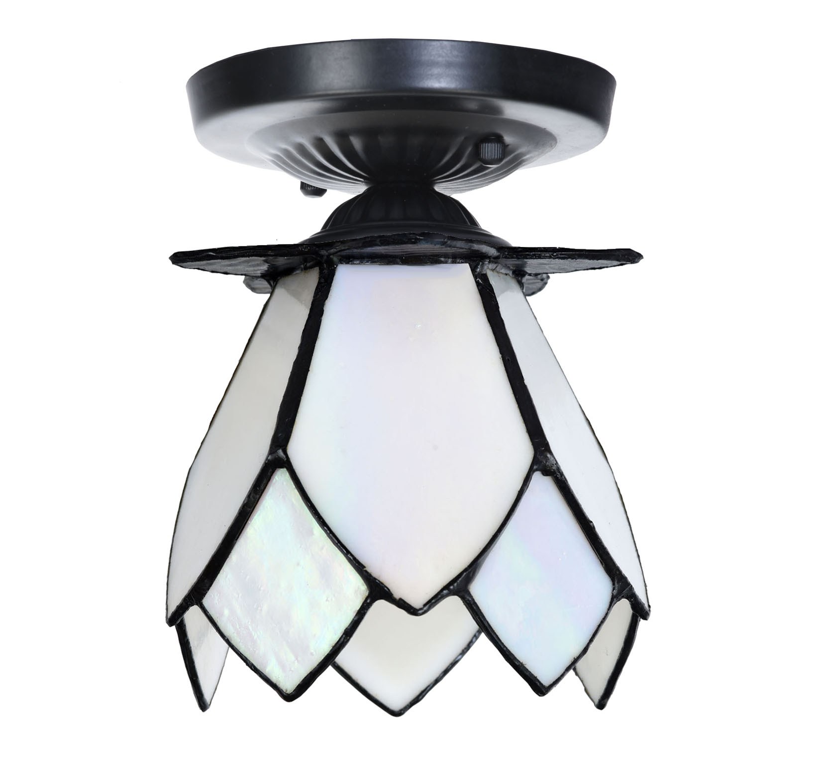 Tiffany plafonnière zwart met White Lotus