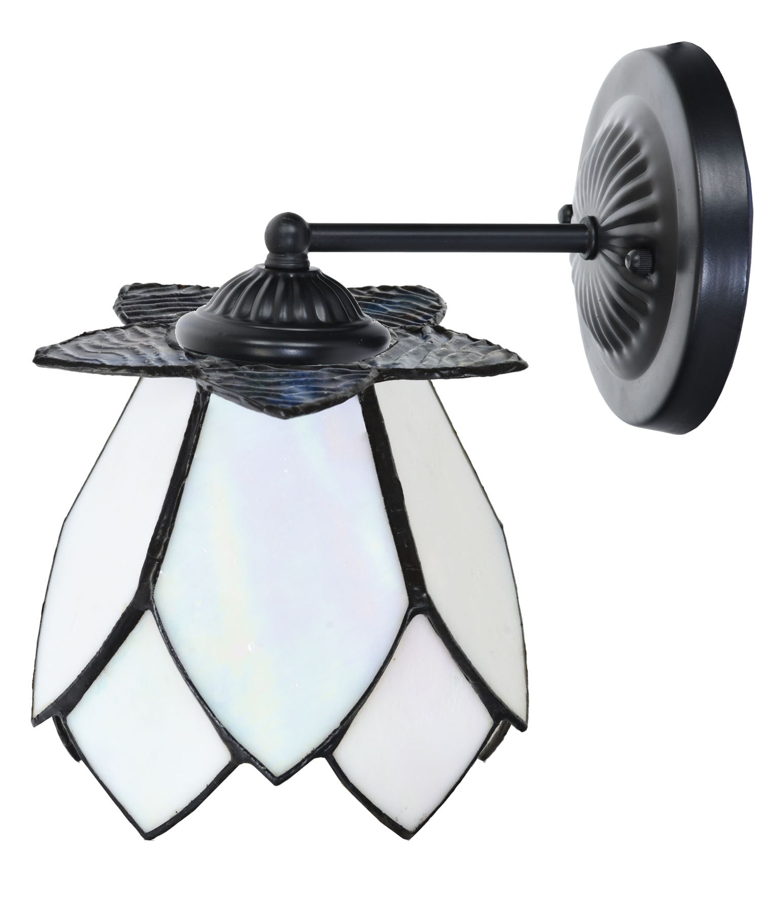 Tiffany wandlamp zwart met White Lotus