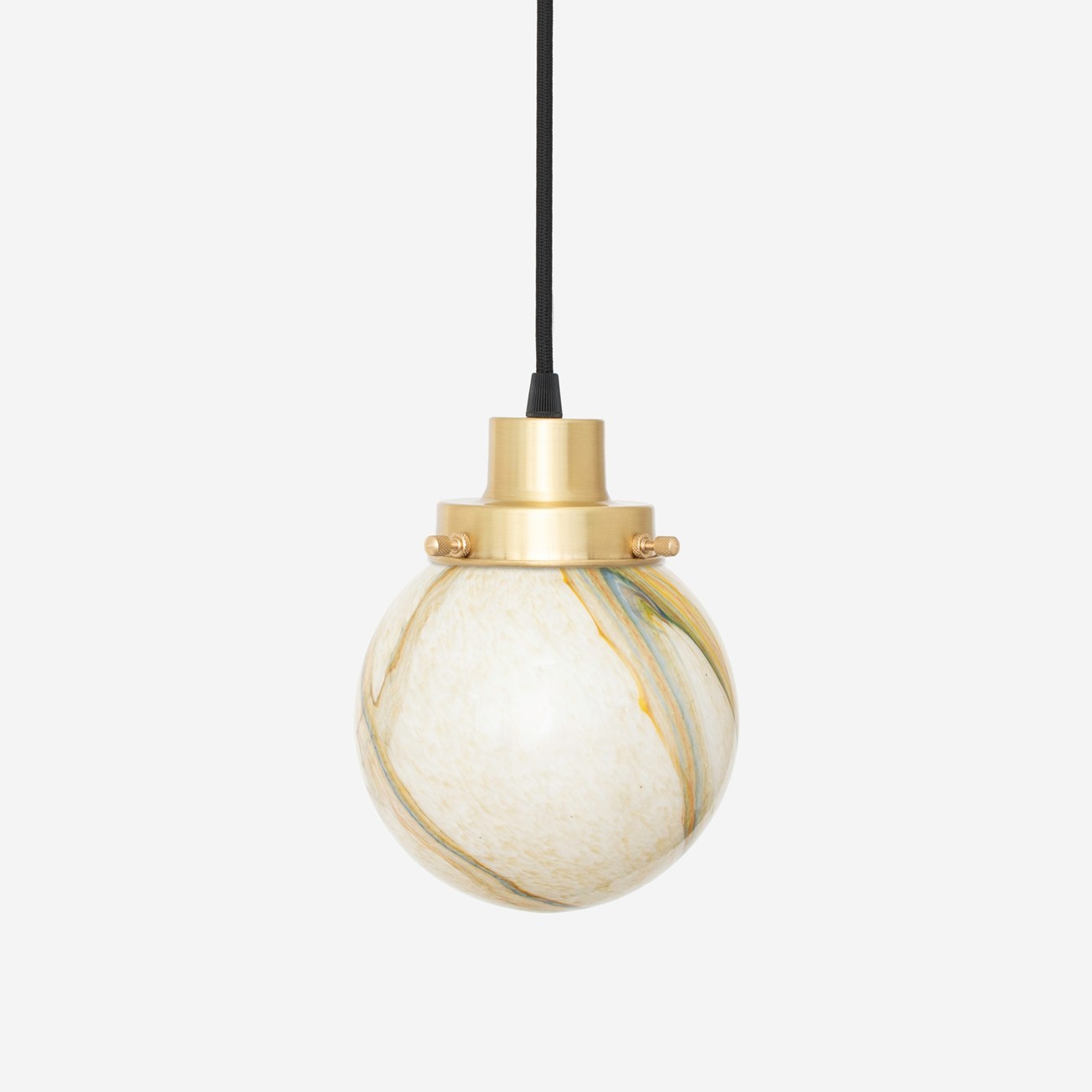 Hanglamp aan snoer Marmer Bol 20's Messing