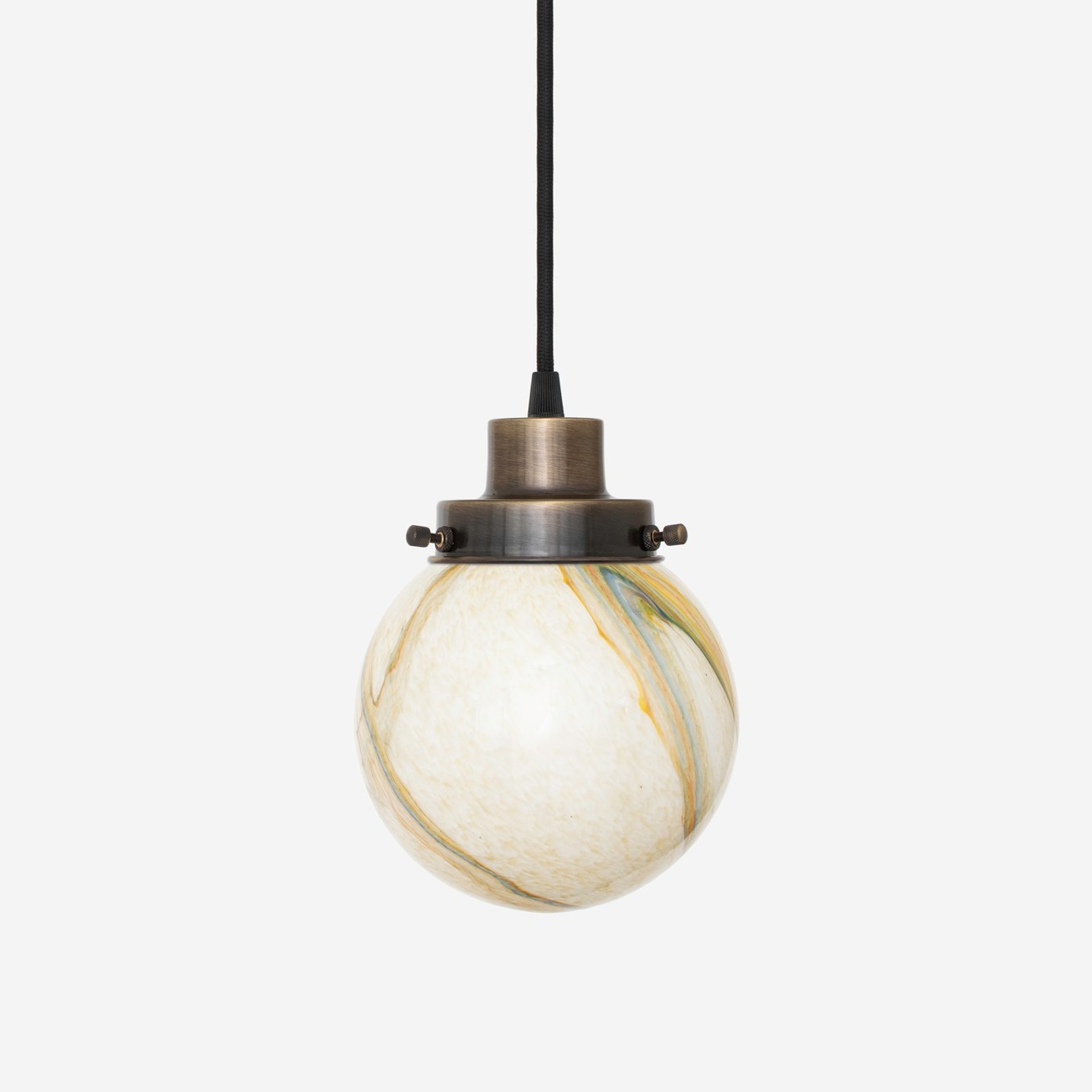 Hanglamp aan snoer Marmer bol 20's Brons