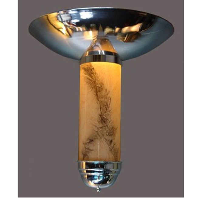 Uplighter/sfeer wandlamp Manhattan met glanzend nikkel armatuur en gemarmerd glas