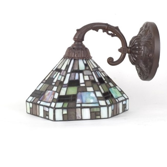 Wandlamp met bronzen armatuur en glaskap Mosh met diverse groentinten