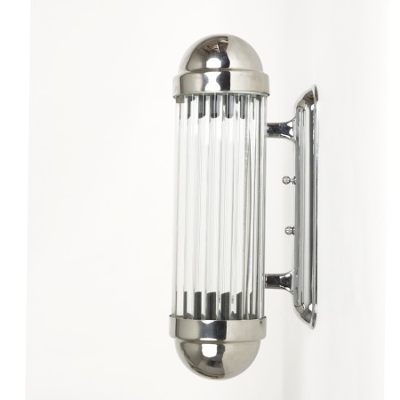 Zij aanzicht wandlamp Astoria met glanzend chroom armatuur en glas staafjes