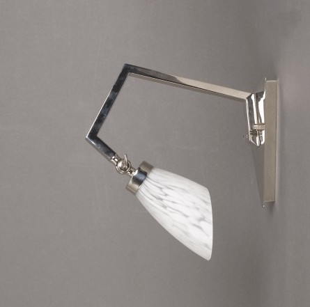 Wandlamp in de vorm van een kraanvogel met glanzend vernikkeld armatuur