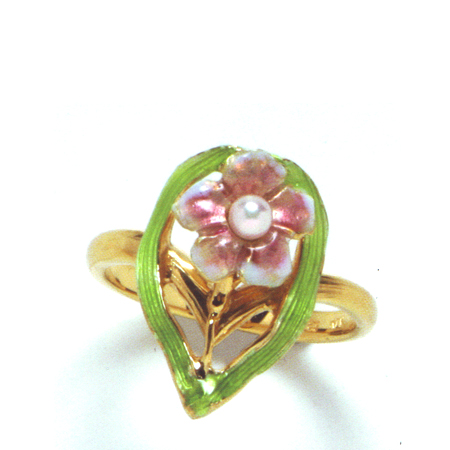 Ring Emaille Damast Verguld