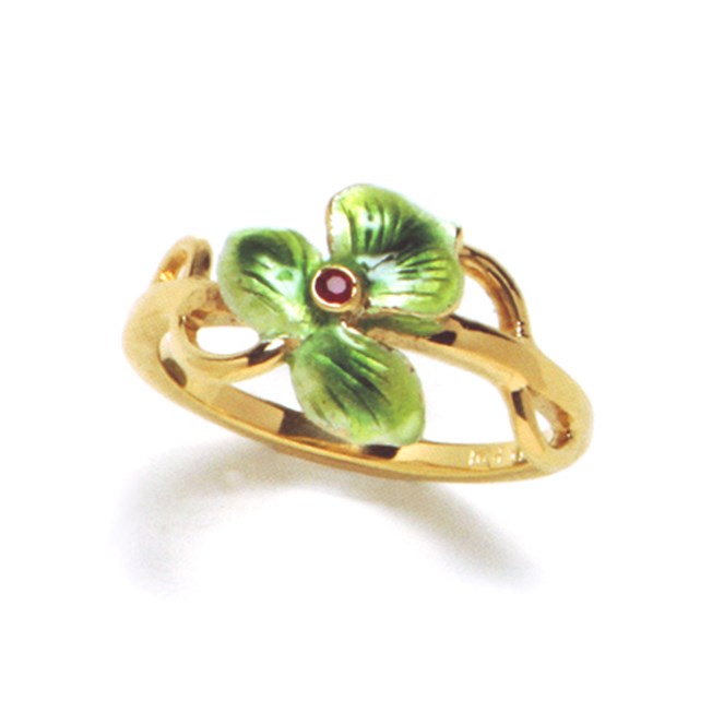 Ring Emaille Ruby Verguld