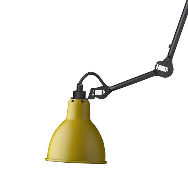 Plafondlamp/spot La Lampe Gras matzwart met een gele kap