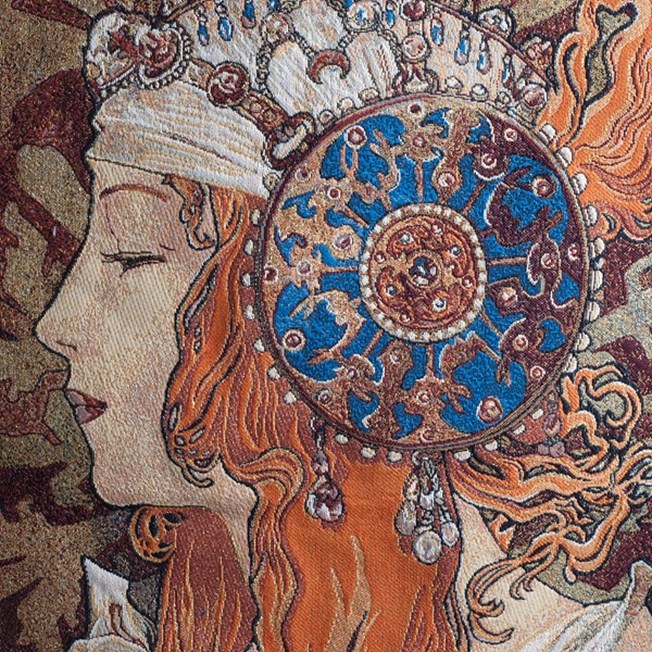 Detail wandkleed De Blondine van Mucha