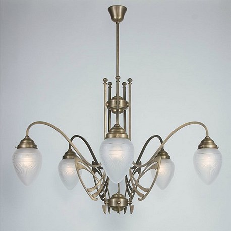 Victor Horta 5-lichts kroonluchter Elegantie Victor Horta 5-lichts kroonluchter Elegantie